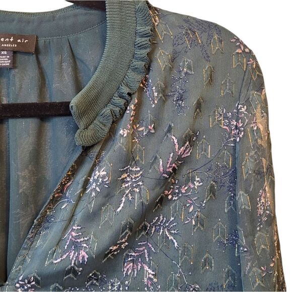 Current Air Dark Hunter Green Sparkle Blouse - Picture 4 of 7